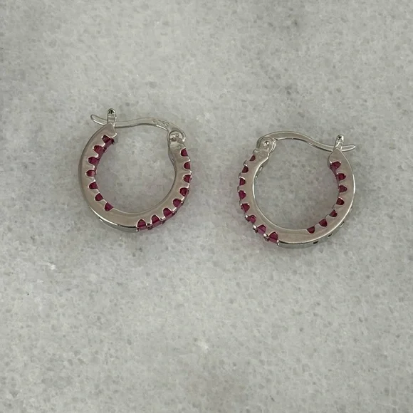 Sterling Silver Princess Pink Crystal Hoop Earrings
Brand New - Picture 2 of 5